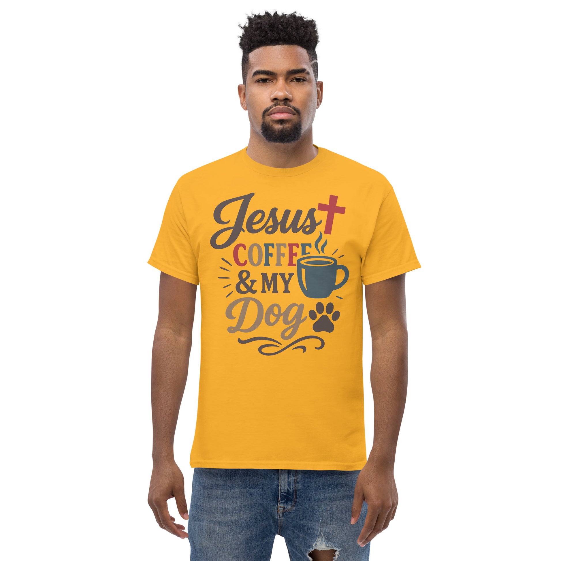 Jesus, Coffee, and My Dog unisex cotton t-shirt