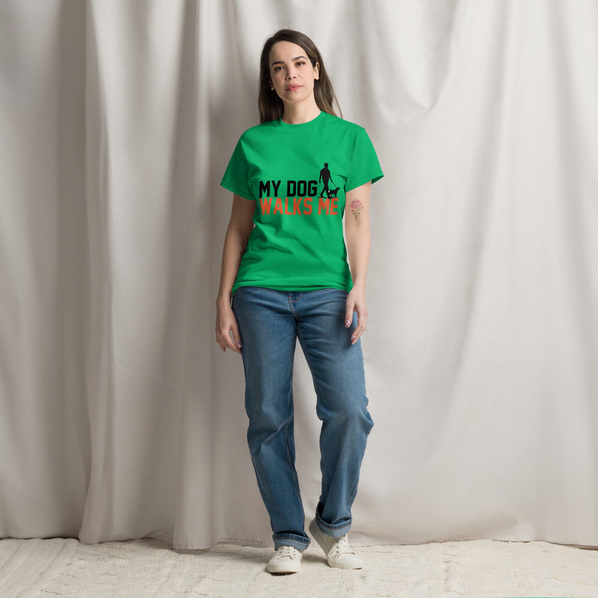 My Dog Walks Me unisex cotton t-shirt