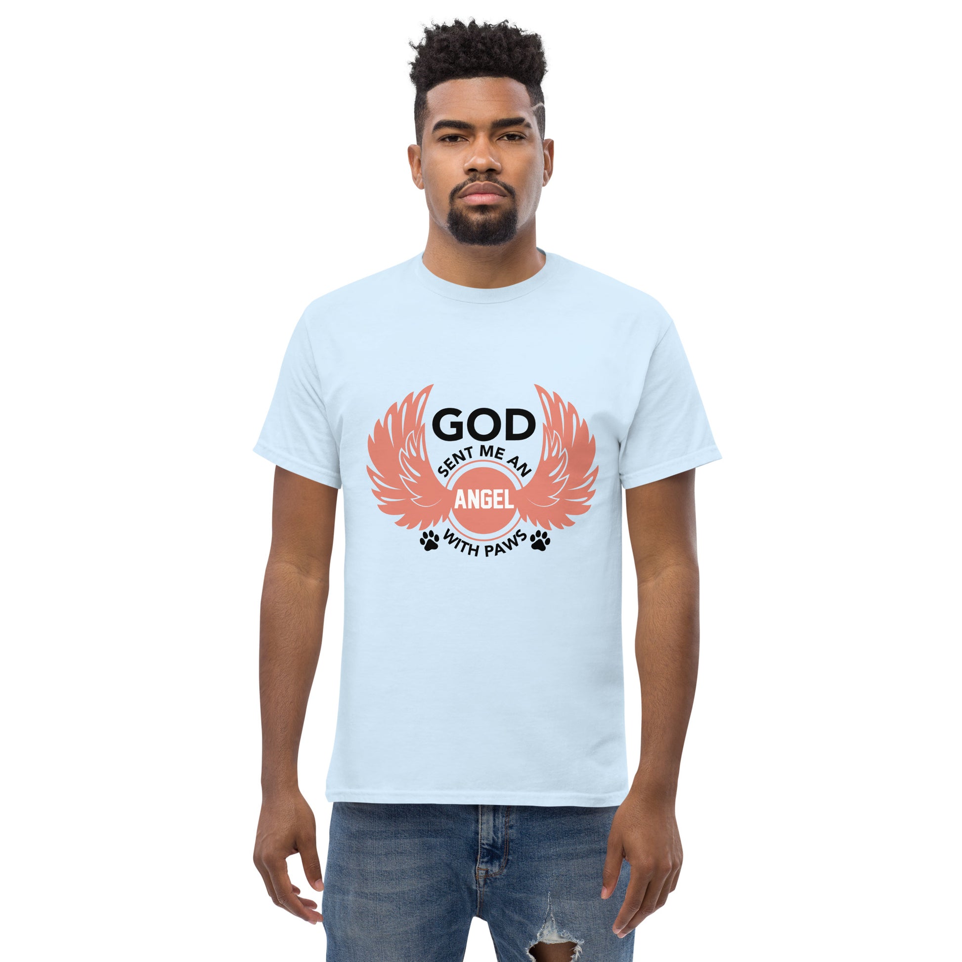 God Sent Me an Angel With Paws unisex cotton t-shirt
