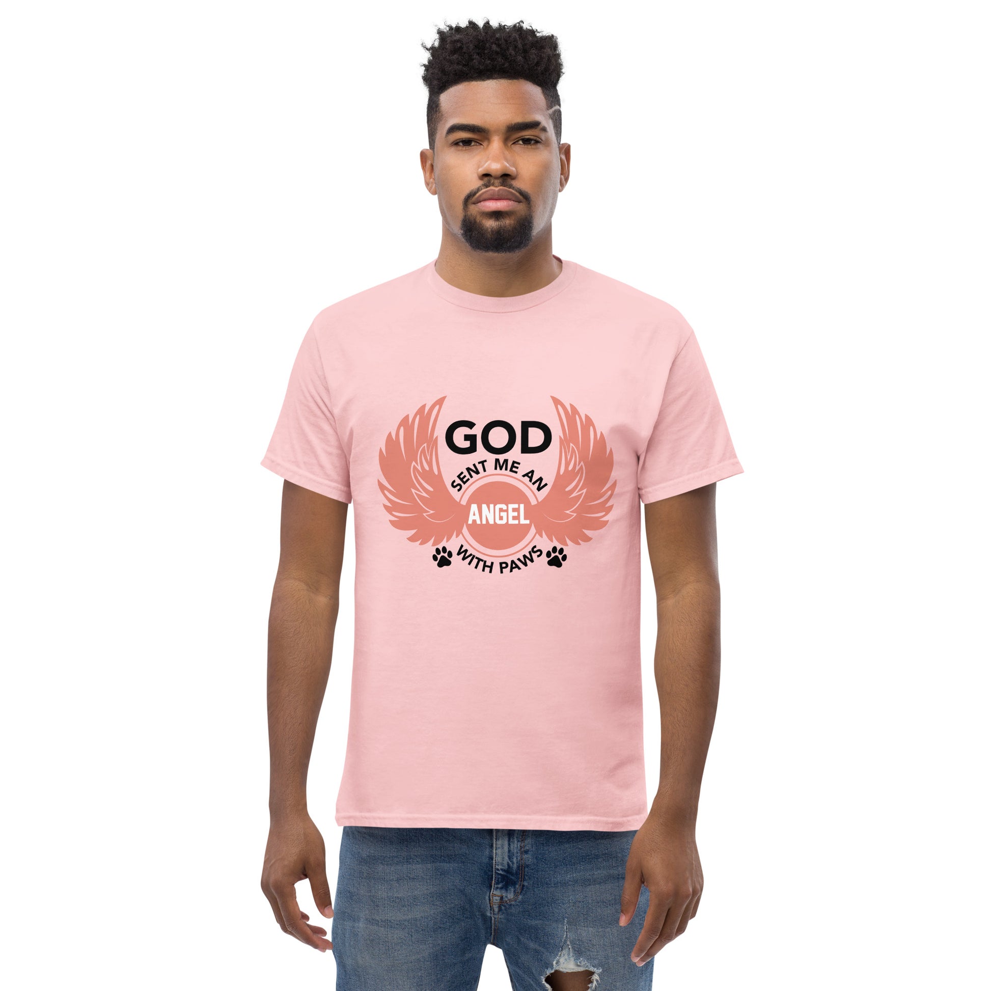 God Sent Me an Angel With Paws unisex cotton t-shirt