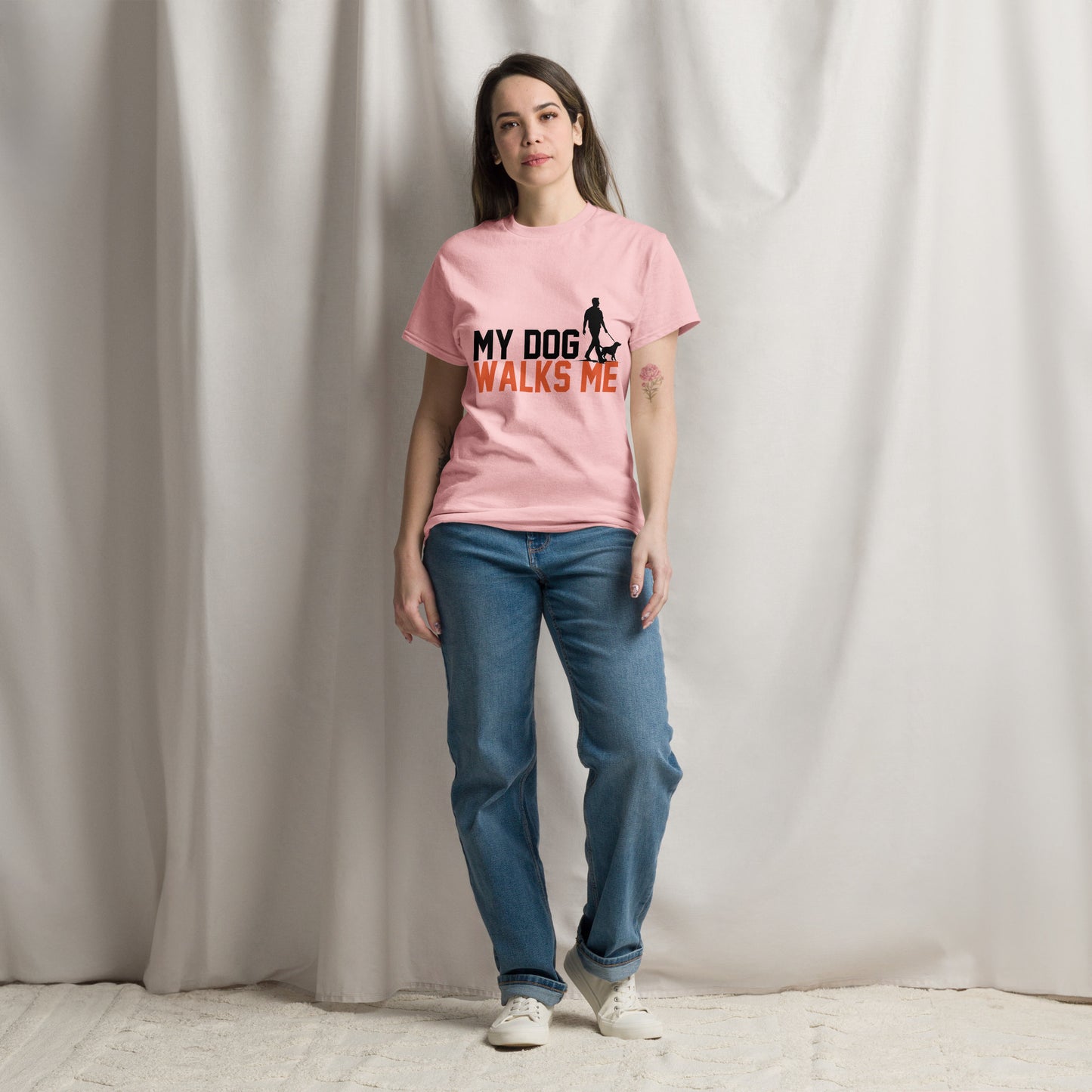 My Dog Walks Me unisex cotton t-shirt