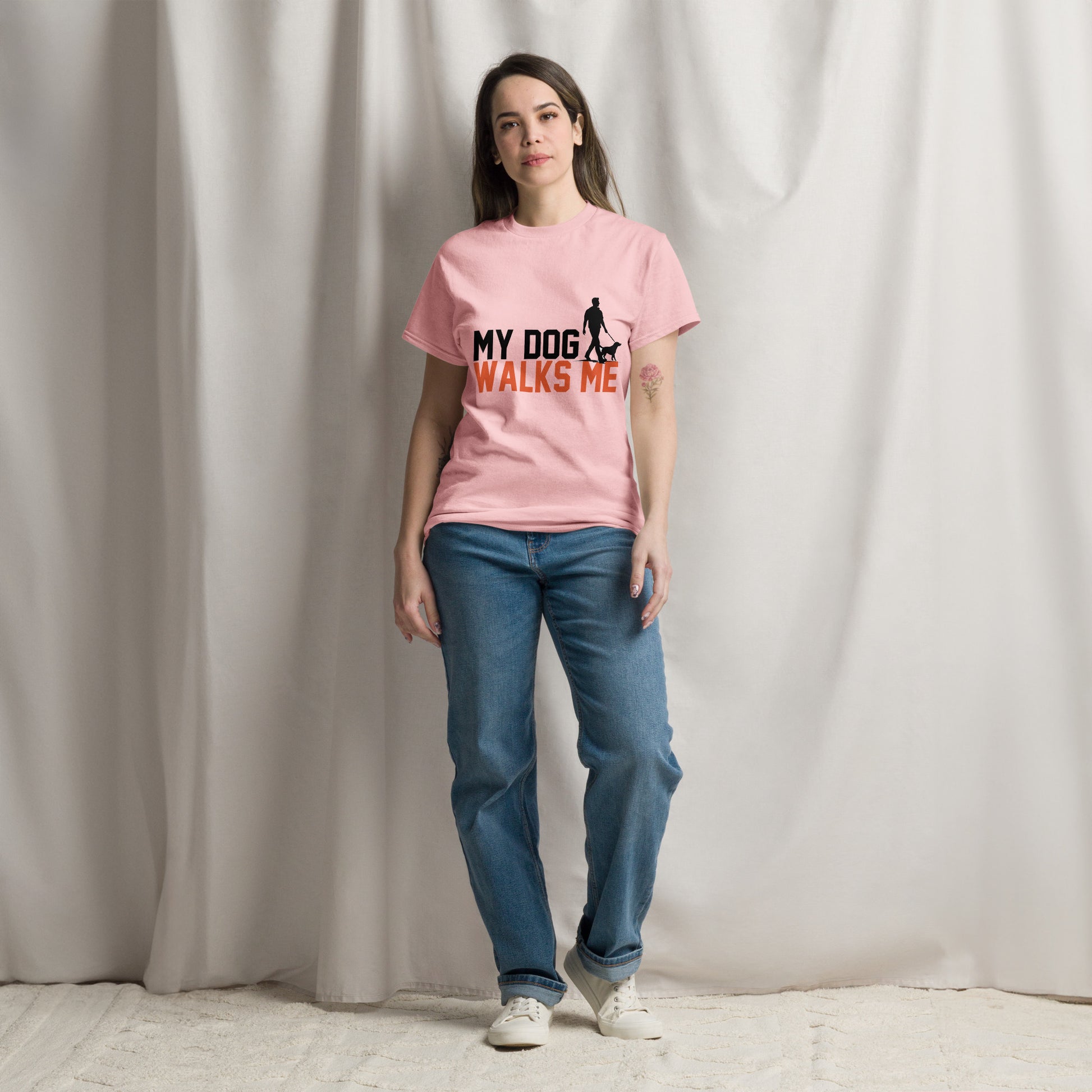 My Dog Walks Me unisex cotton t-shirt