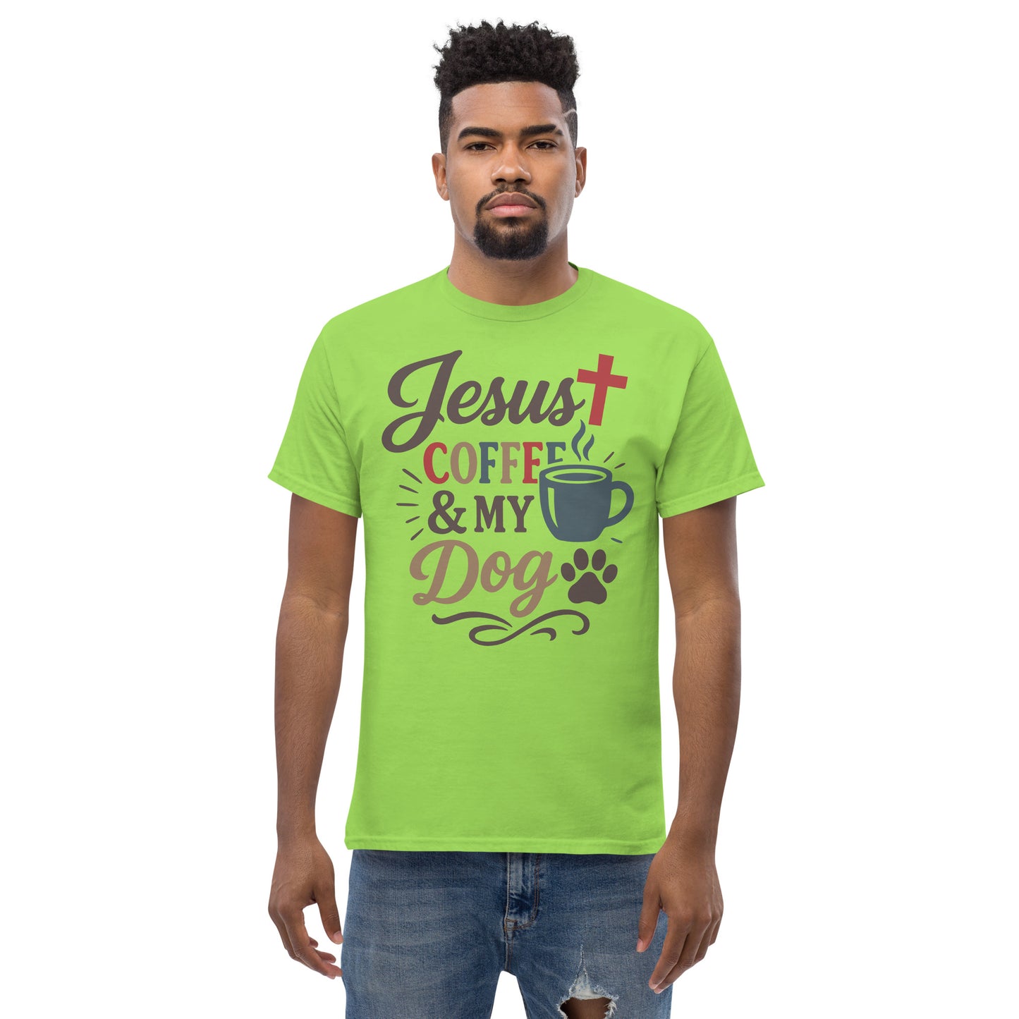 Jesus, Coffee, and My Dog unisex cotton t-shirt