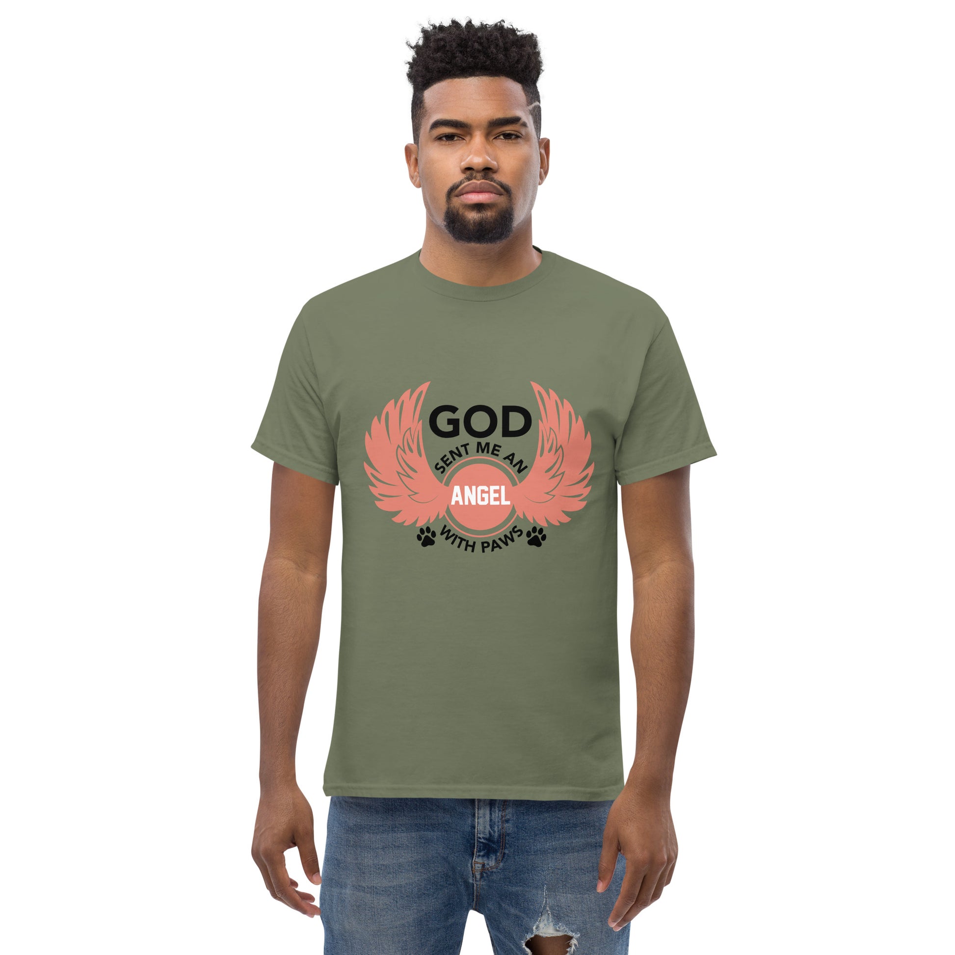 God Sent Me an Angel With Paws unisex cotton t-shirt