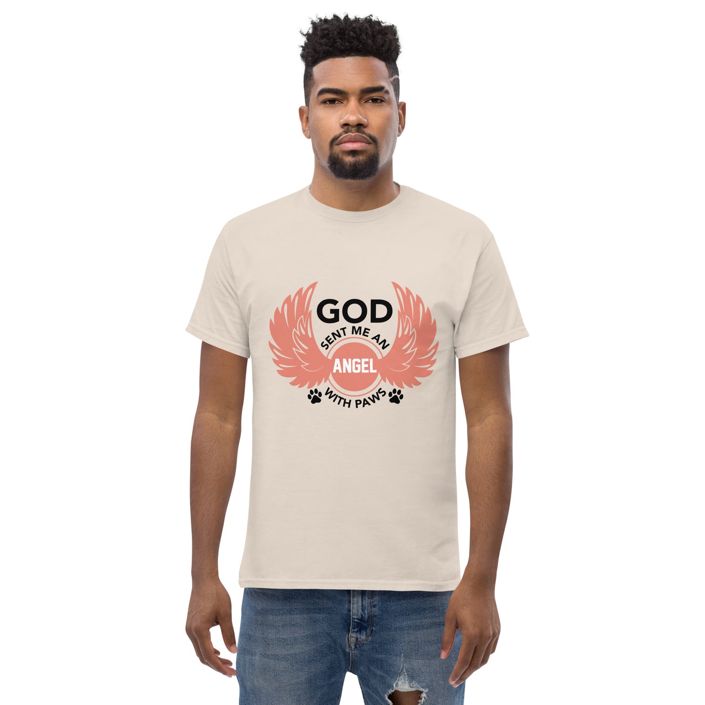 God Sent Me an Angel With Paws unisex cotton t-shirt