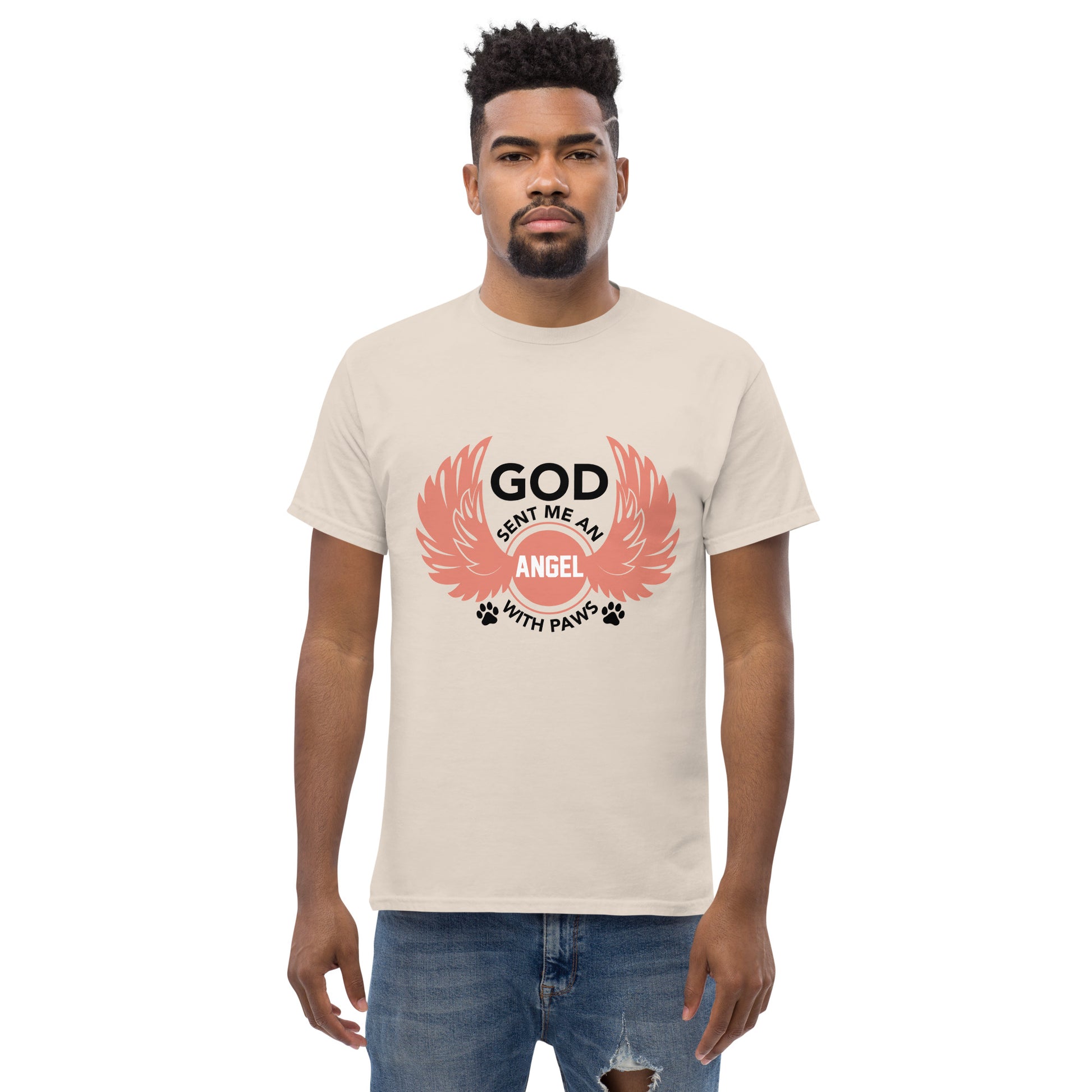 God Sent Me an Angel With Paws unisex cotton t-shirt