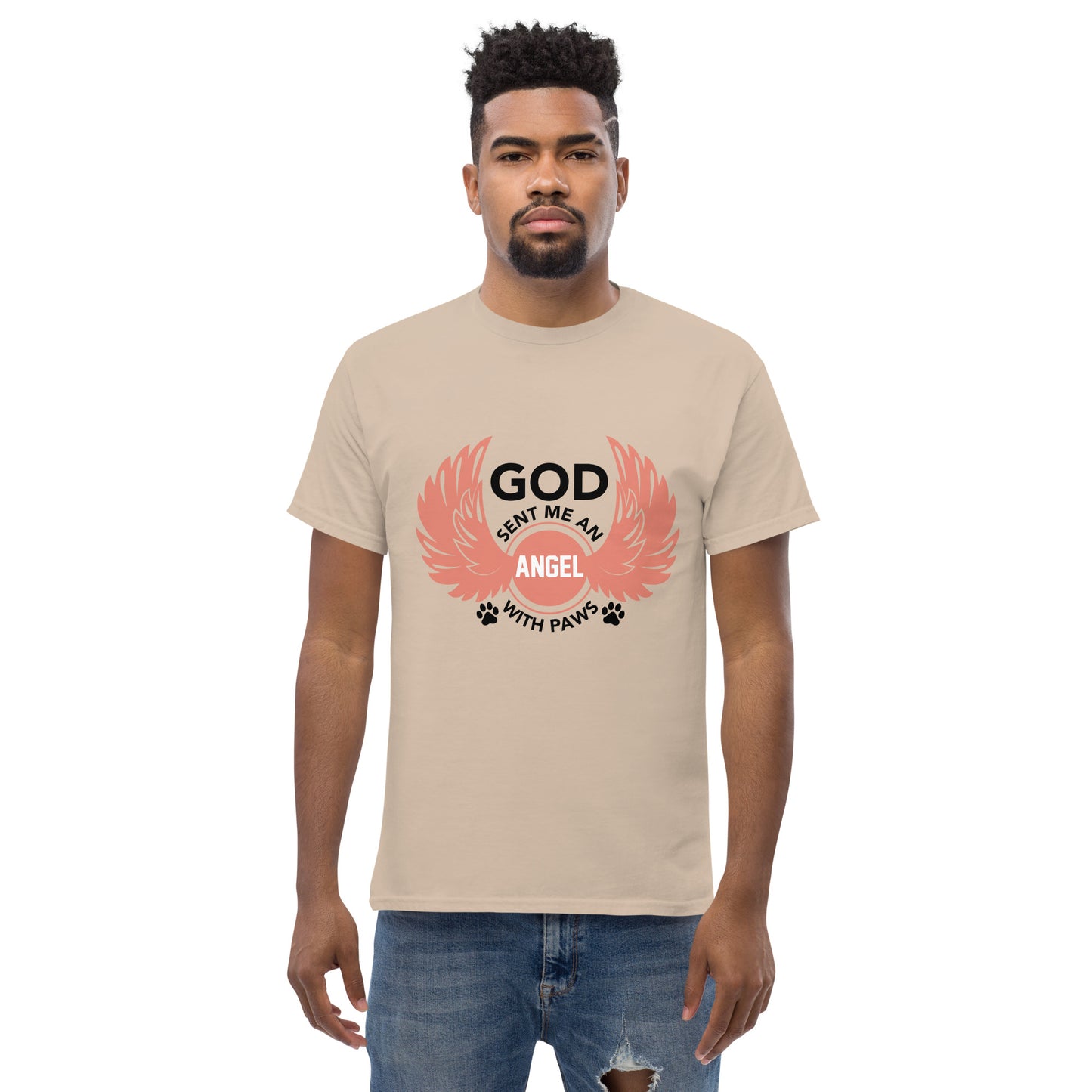 God Sent Me an Angel With Paws unisex cotton t-shirt