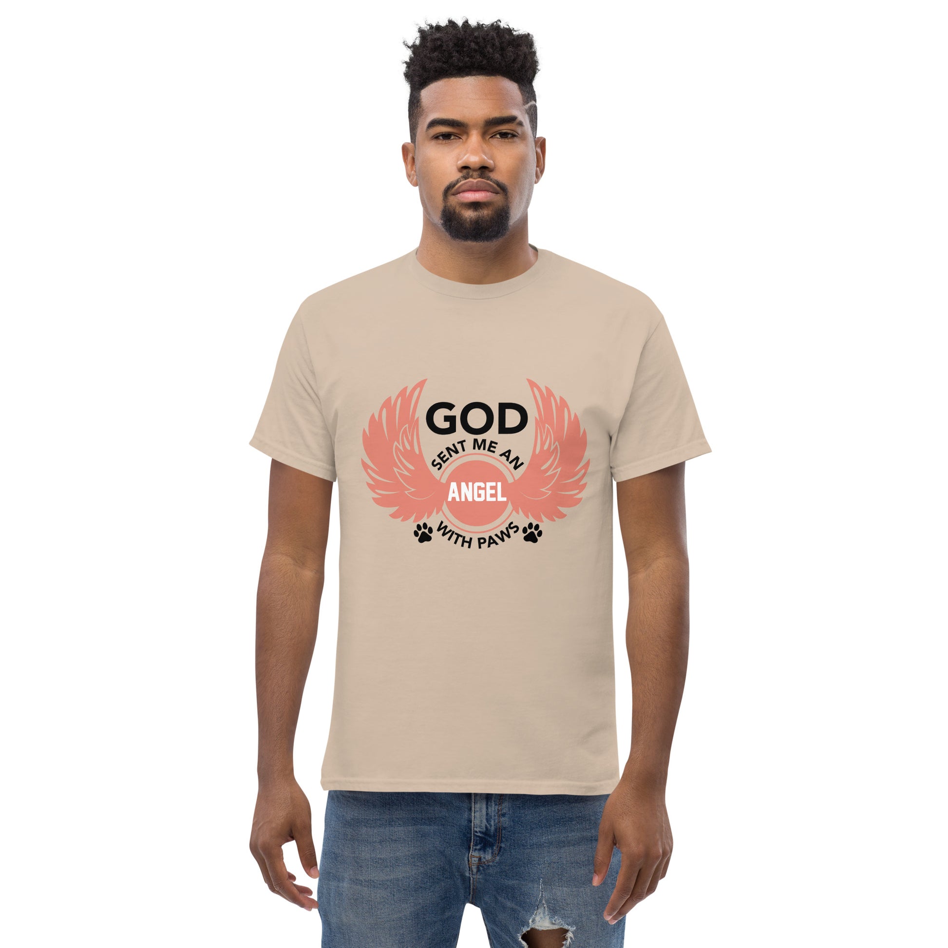 God Sent Me an Angel With Paws unisex cotton t-shirt