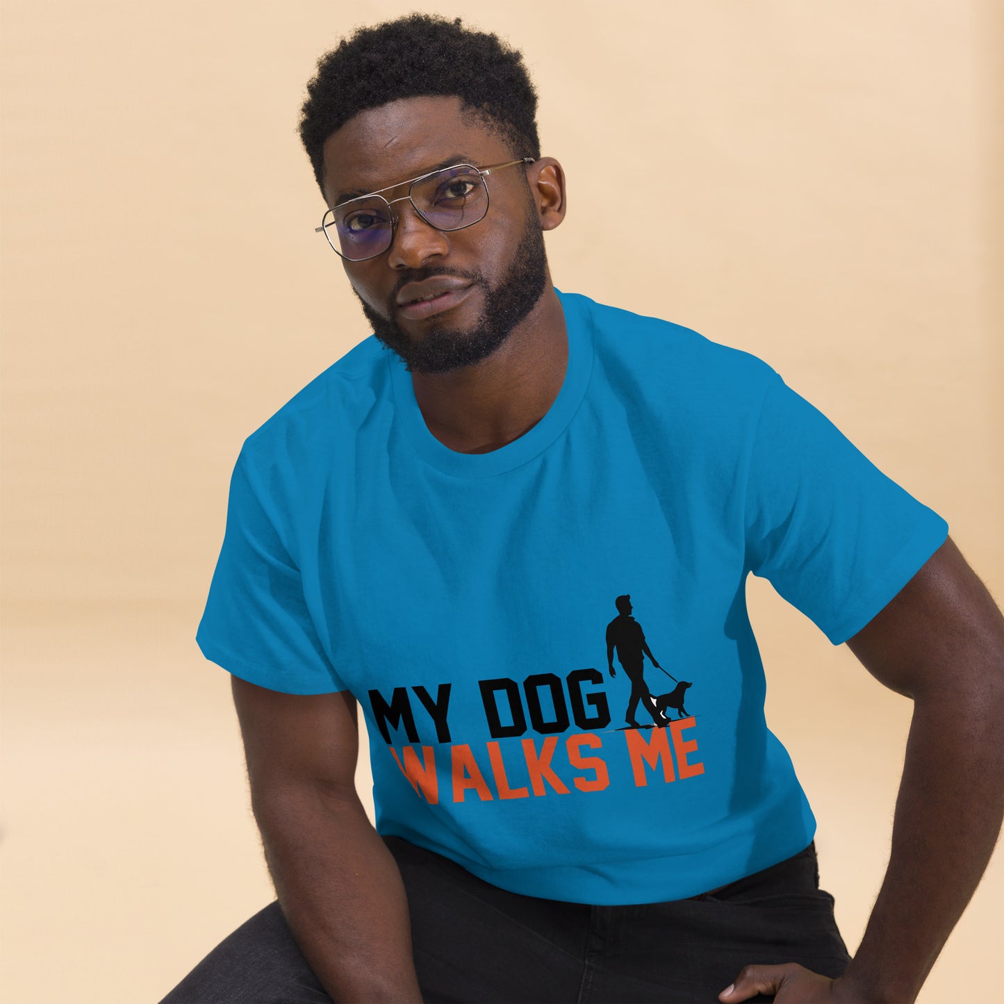 My Dog Walks Me unisex cotton t-shirt
