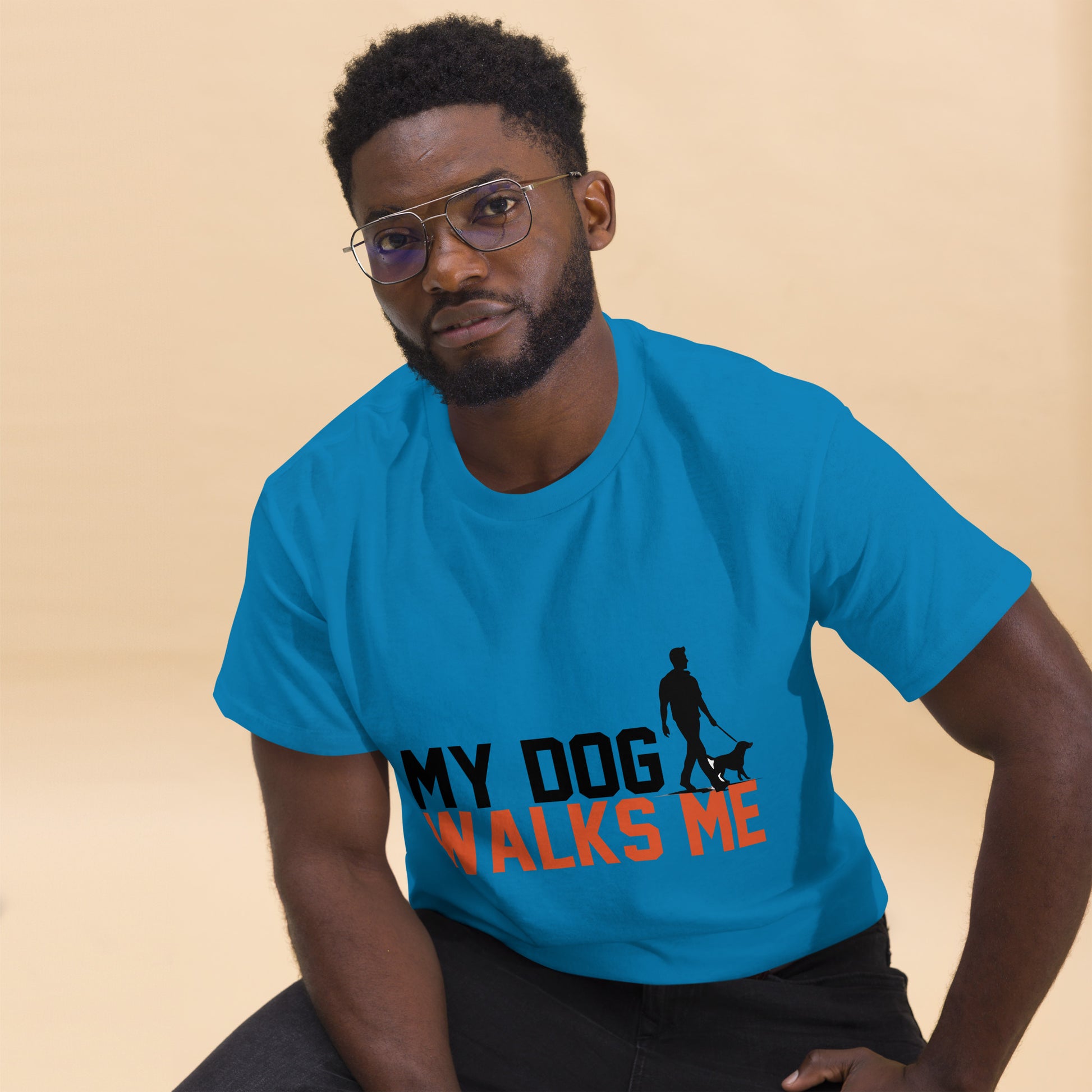 My Dog Walks Me unisex cotton t-shirt