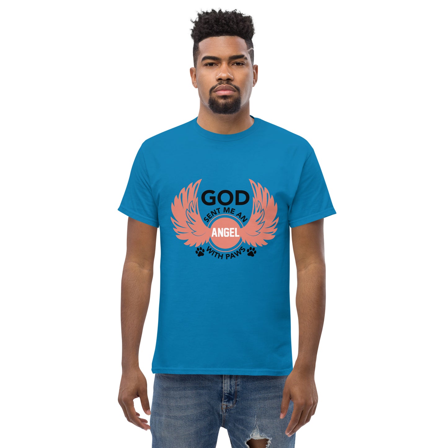God Sent Me an Angel With Paws unisex cotton t-shirt