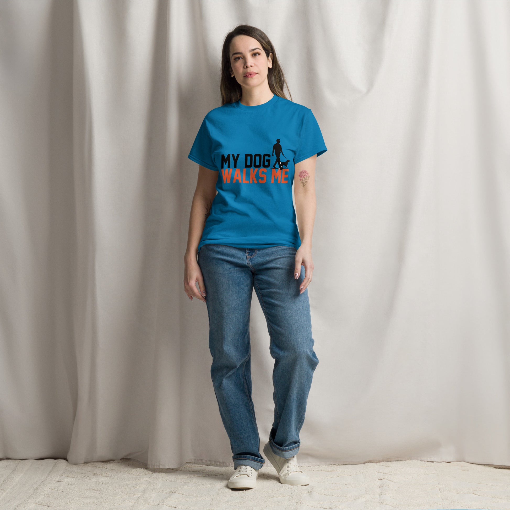 My Dog Walks Me unisex cotton t-shirt