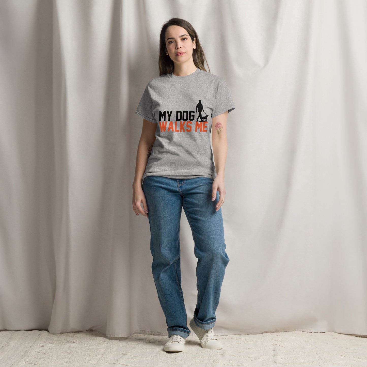 My Dog Walks Me unisex cotton t-shirt