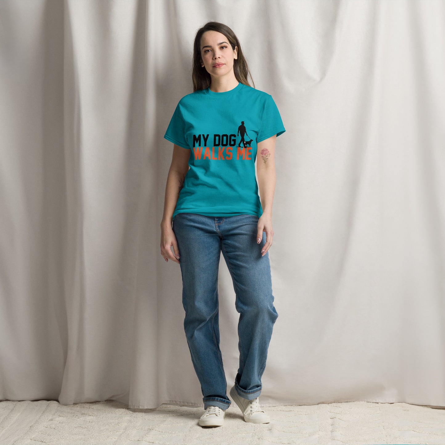 My Dog Walks Me unisex cotton t-shirt