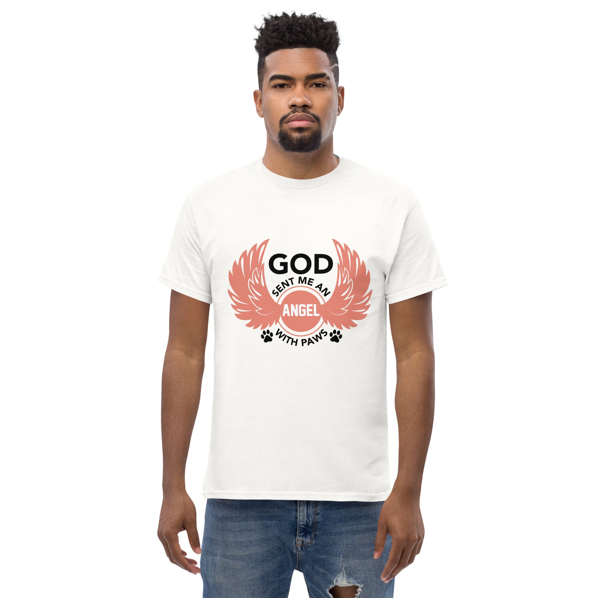 God Sent Me an Angel With Paws unisex cotton t-shirt