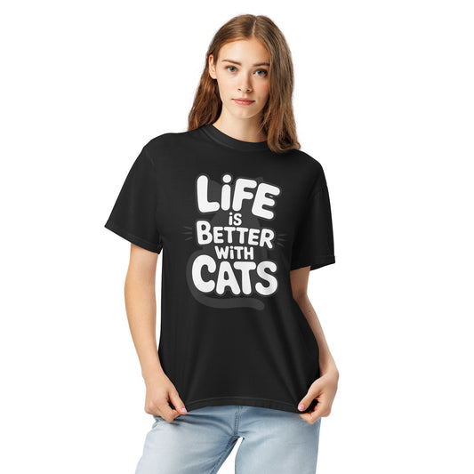 Life Is Better With Cats heavyweight garment-dyed t-shirt