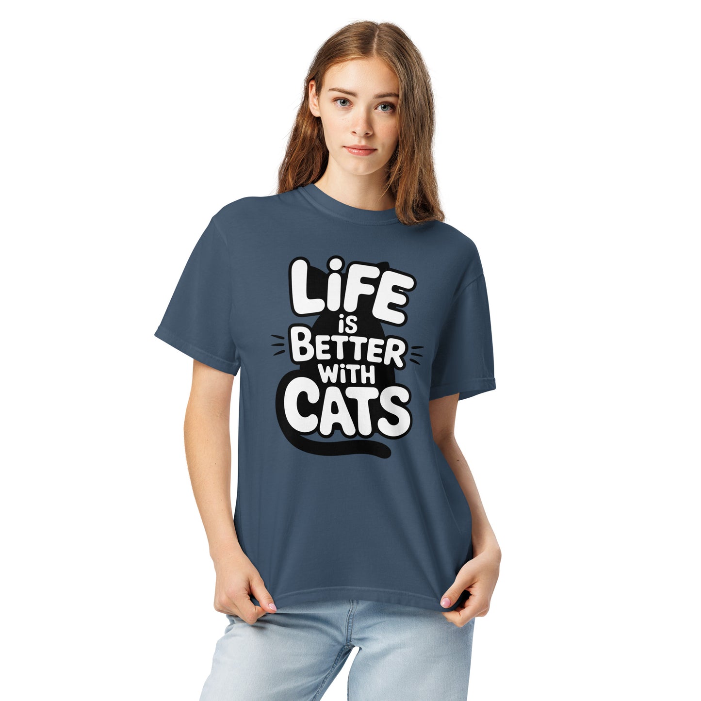 Life Is Better With Cats heavyweight garment-dyed t-shirt