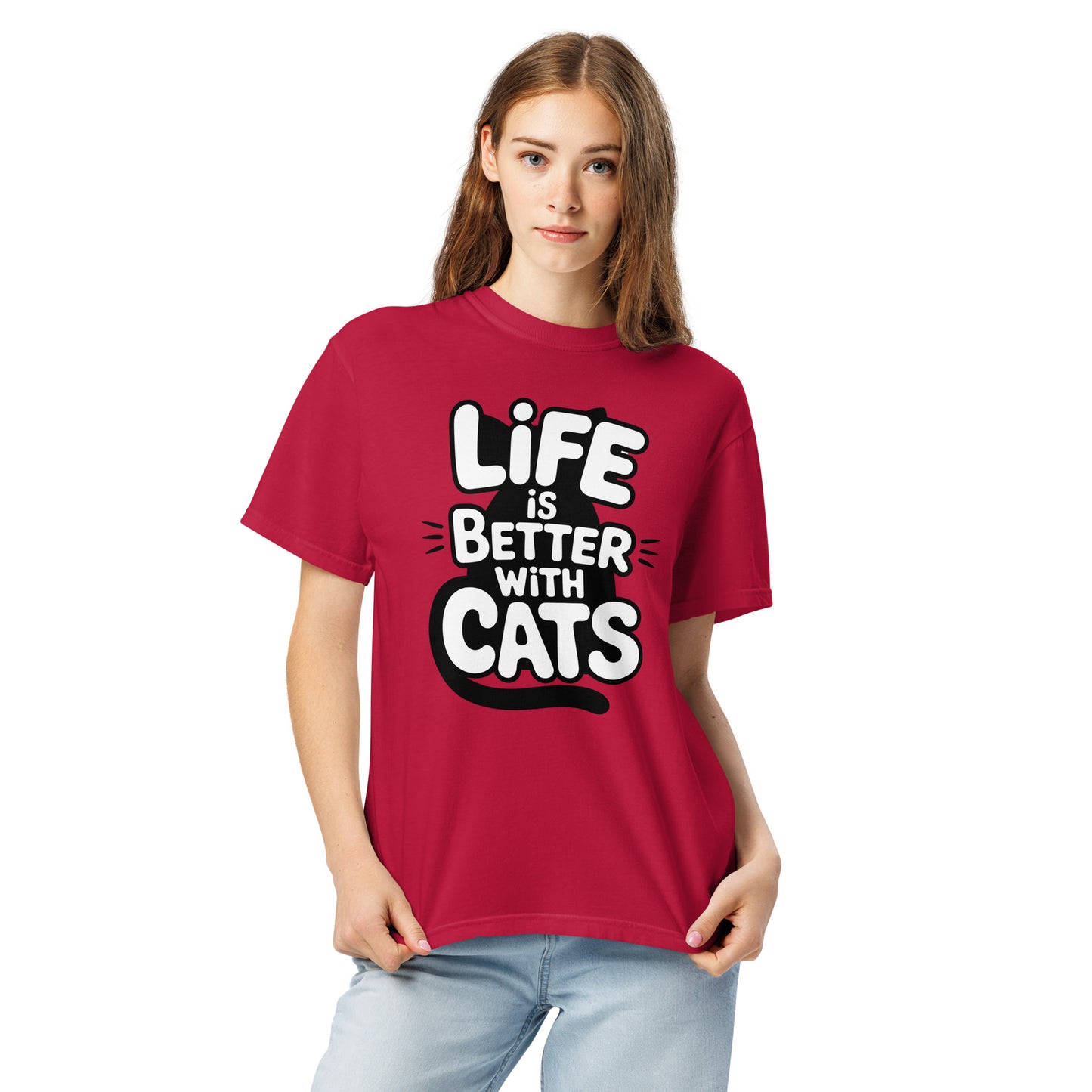 Life Is Better With Cats heavyweight garment-dyed t-shirt