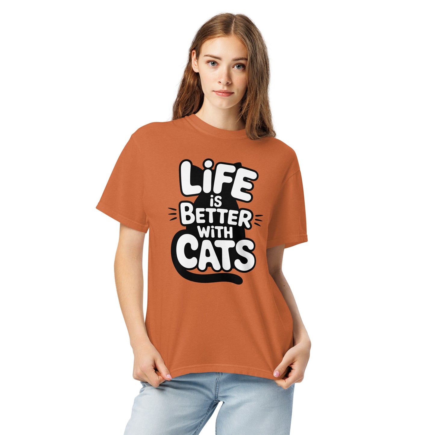 Life Is Better With Cats heavyweight garment-dyed t-shirt